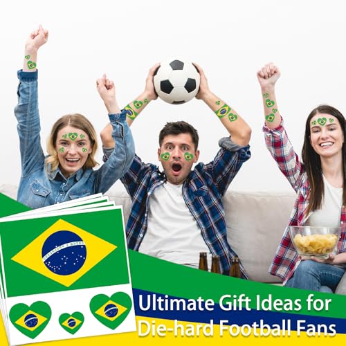 Brazil Flag Temporary Tattoos - 20 Sheets Waterproof Face Stickers