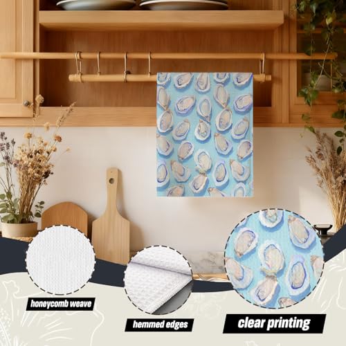 Coastal Oyster Cowgirl Kitchen Dish Towels Set of 2 - 16x24 Inch