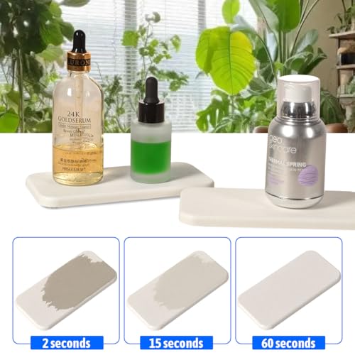 Diatomite Water Absorbing Soap Tray Set - 4-Piece Drying Stone Mat (White)