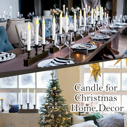 4 Pack Battery Operated LED Window Candles with Timer and Black Base