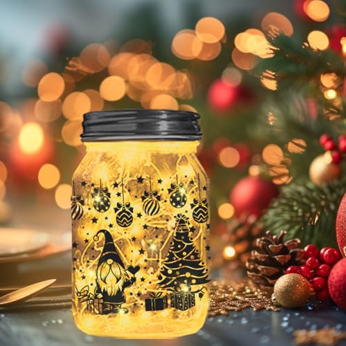 12 Pcs Christmas Silhouettes Jar Stickers - Snowman, Tree & Santa Decals