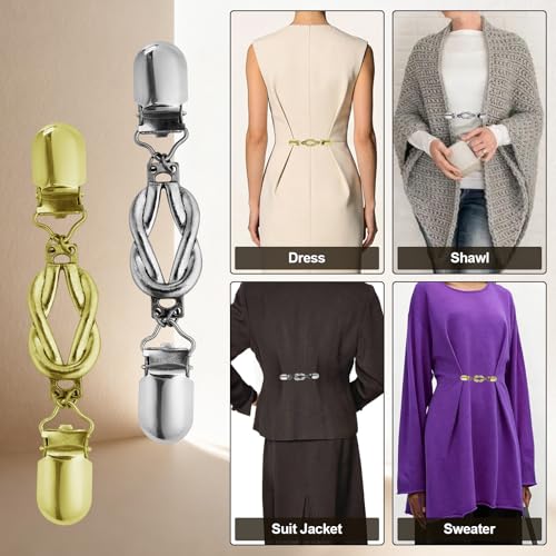 2 Pcs Waist Cincher Clips - Stylish Gold & Silver Shawl Fasteners
