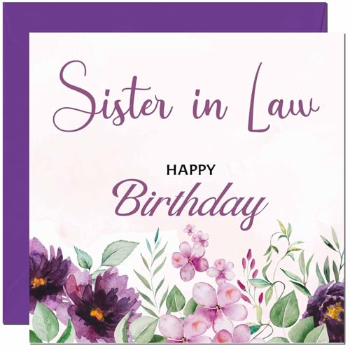 Premium Purple Floral Birthday Card for Sister-in-Law