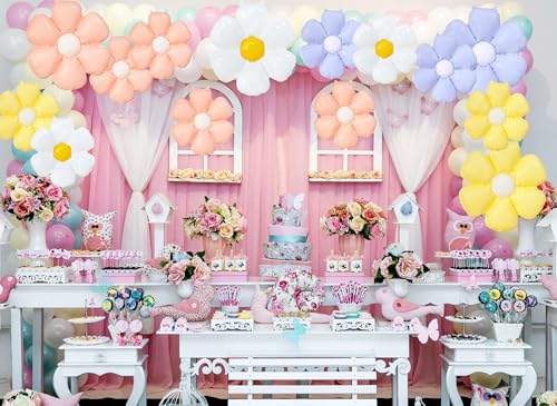 Boho Daisy Balloons Set - 16PCS Flower Balloons for Parties