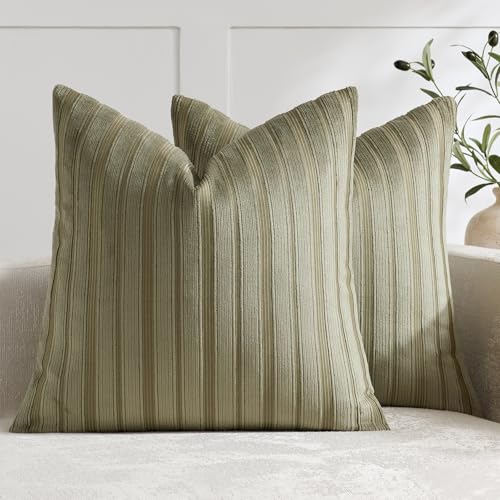 DEZENE Set of 4 Soft Striped Corduroy 18x18 Pillow Covers