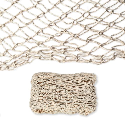 Natural Cotton Decorative Fishing Net, 4x6.6 Ft Nautical Wall Backdrop