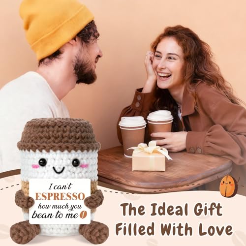 I Love You Coffee Gift - Hand-Knit Emotional Support Cup for Couples