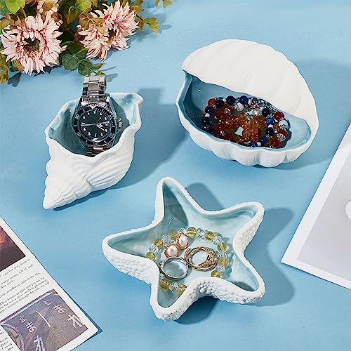 Aqua Ceramic Conch Jewelry Tray for Rings, Earrings & Trinkets