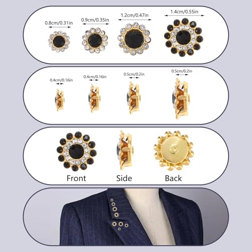 100pcs Sunflower Sew-On Rhinestones - Glass Crystals with Metal Claw, Mixed Sizes 8mm to 14mm