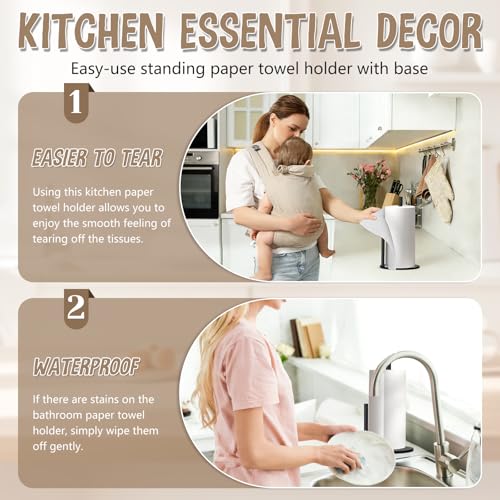 Black Countertop Paper Towel Holder with Weighted Base