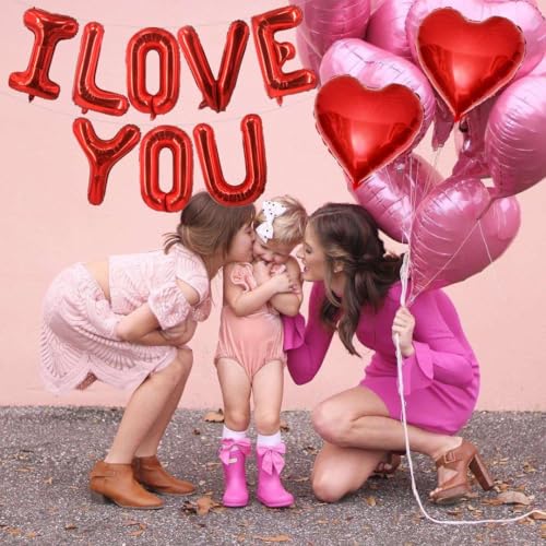 Valentine's Day Love Balloon Set - 6 Pcs Red Heart & Letters