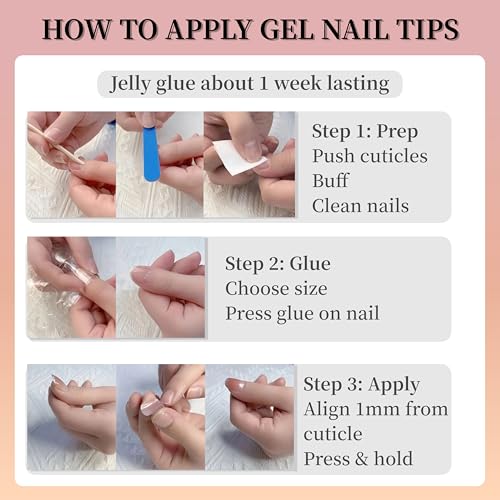 Tephrent 3D Flower Press on Nails Almond Red French Tip False Nails