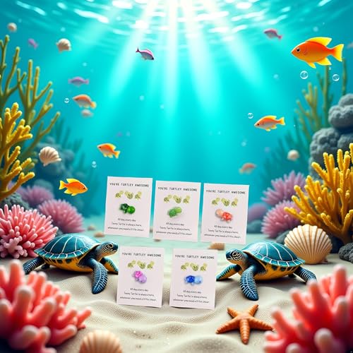 Mini Sea Turtle Figurines with Greeting Cards - You're Turtley Awesome