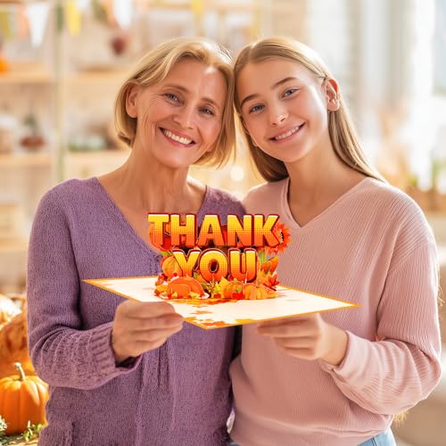 Thank You Pop Up Card with Pumpkins & Maple Leaves - 3D Design