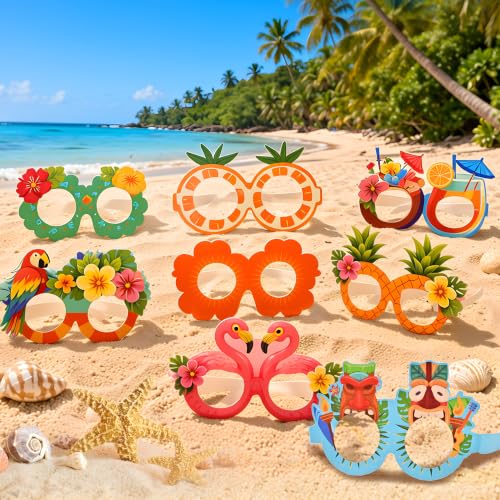 32 Pack Hawaiian Luau Party Glasses - Tropical Photo Props