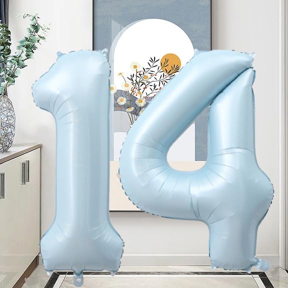 40 Inch Baby Blue Number 90 Foil Balloon for 90th Birthday