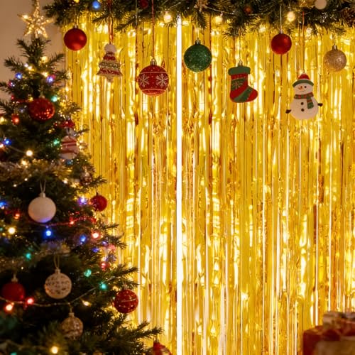 Gold Foil Fringe Curtains - 2 Pack Party Backdrop Decorations