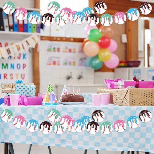 Yexiya Ice Cream Baseball Theme Party Banner - 4 Pcs Hanging Decor