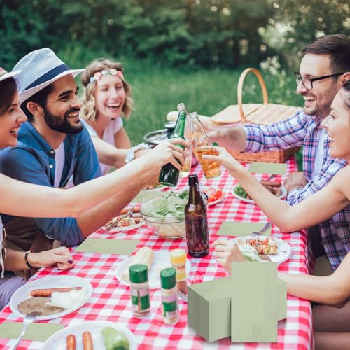 50 Pcs Sage Green Disposable Paper Napkins for Parties