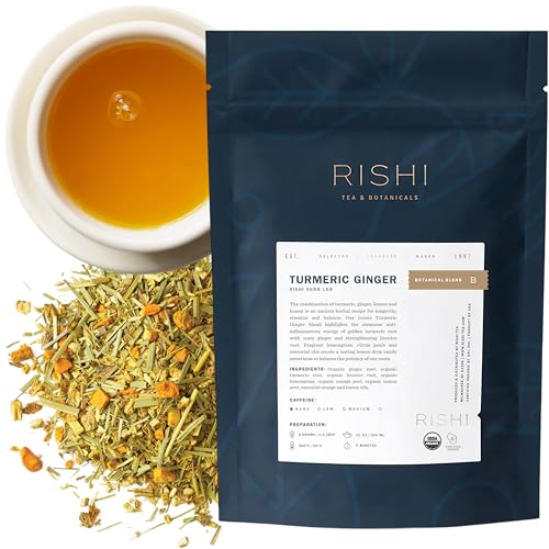 Rishi Tea Turmeric Ginger Organic Loose Leaf Tea, 4oz (1/4 Pound)