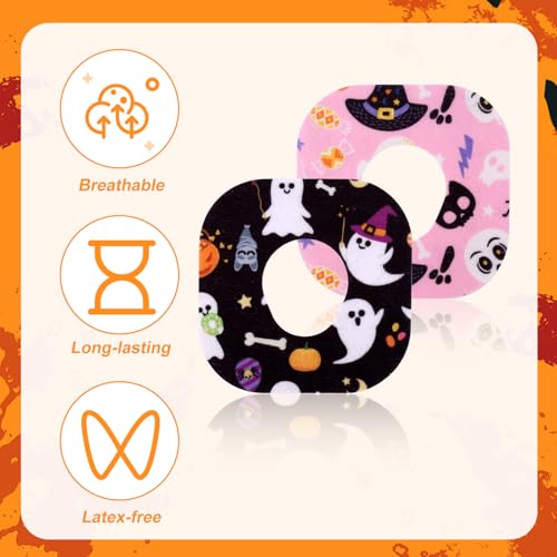 25pcs Halloween Sensor Patches for Dexcom G7, Waterproof Breathable Adhesive Over Cover Tape Stickers CGM Monitor Overpatches with 5 Spooky Holiday Designs