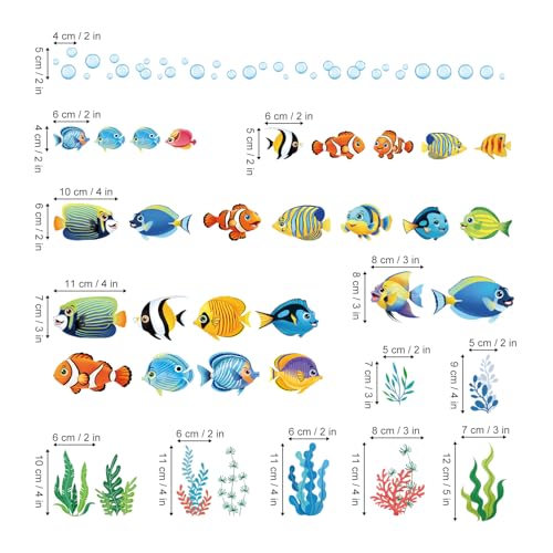 Decalmile Under The Sea Fish Window Clings - Reusable Decals