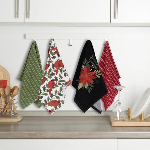 Holiday Kitchen Towel Set - Cardinal Greetings, 4-Piece, 16x26 Inches