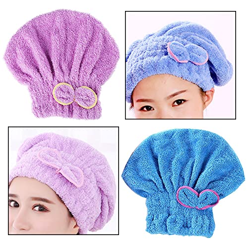 2 Pcs Microfiber Hair Drying Towel Set - Ultra Absorbent Bowknot Turban