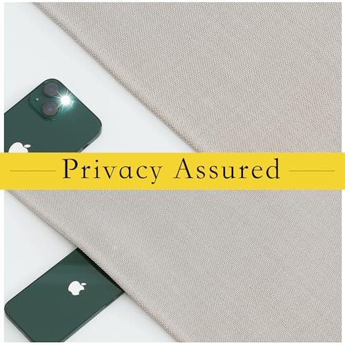 NICETOWN Small French Door Curtains with Self Adhesive Hooks, Thermal Insulated Faux Linen Blackout Door Curtains for Glass Multimedia Classroom Office (8W x 36L, 1 Panel, Angora)