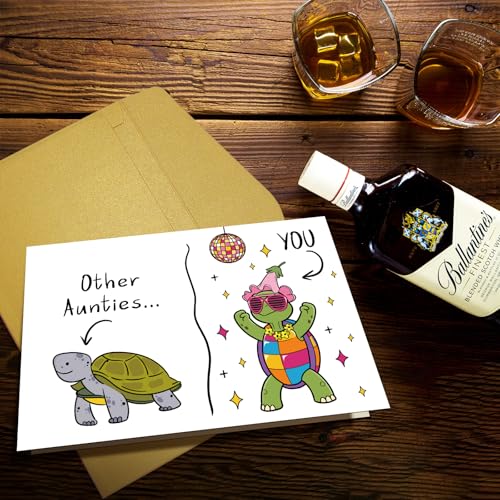 Funny Auntie Birthday Card Gift - Cute Turtle for Auntie from Niece/Nephew