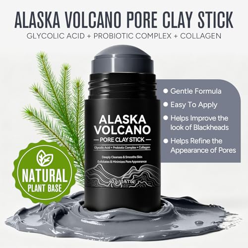 MVBQIVI Volcanic Clay Mask Stick, Pore Cleansing & Exfoliating Mud Mask 40g