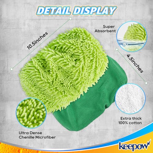 KEEPOW Reusable Mop Pads for Swiffer Sweeper - 4 Pack (2 Wet + 2 Dry)