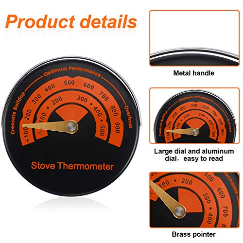 Frienda Magnetic Wood Stove Thermometer - 2 Pack for Gas & Wood Burners