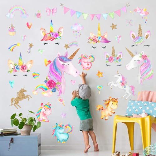 LEISENOR Unicorn Wall Decal - Kids Room Stickers for Decorating