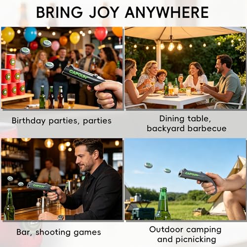 Cap Gun Bottle Opener 2-Pack - Black & Gray Launcher Shooting Gadget