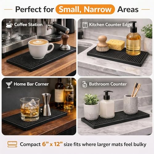 Non-Slip Bar Mat 6x12 Inch - Odorless PVC Spill Mat for Home