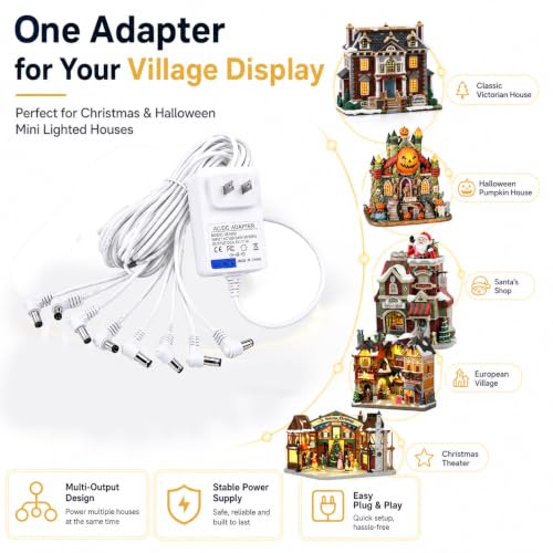 8-Outlets 4.5V AC/DC Power Adapter for Lemax Lighted Village Accessories