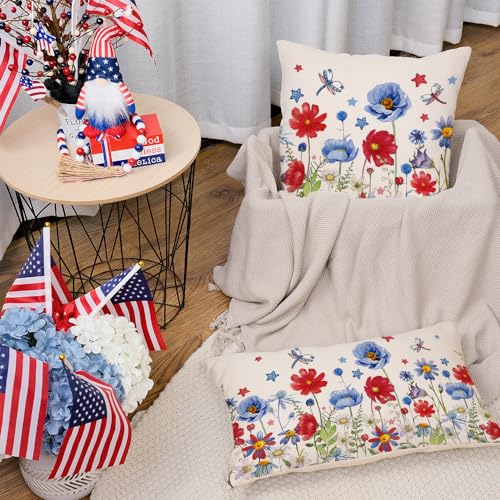 AACORS 4th of July Pillow Cover 18x18 Inch Patriotic Decor