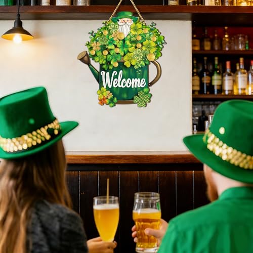 St. Patrick's Day Wooden Welcome Sign for Front Door Decor