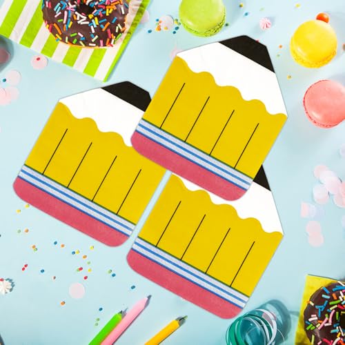 50 Pcs Pencil Shaped Napkins - Back to School Party Decor & Supplies