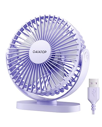 Gaiatop Purple USB Desk Fan 5.5 Inch Quiet 3-Speed Portable Personal Fan