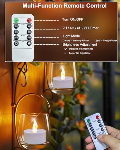 Flameless LED Tea Light Candles with Remote & Timer - Warm White 24 Pack