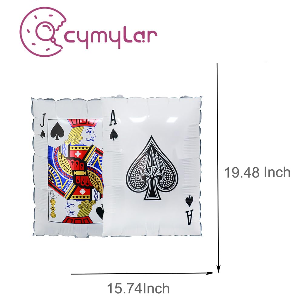 CYMYLAR Playing Card Balloons Set,Casino Poker Foil Balloons for Casino Night Party Decorations, Las Vegas/Alice Party Balloon Decoration,Magic Show/Lucky in Love Party Decor