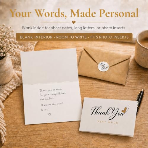 30 Elegant Thank You Cards with Envelopes & Stickers - 4 x 6