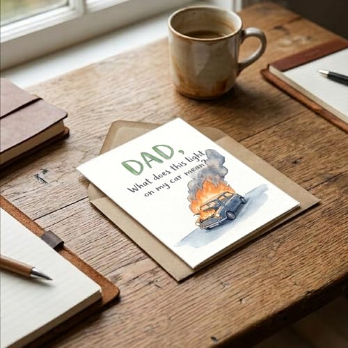 Funny Dad Birthday Card - Hilarious Car Joke for Dad | White