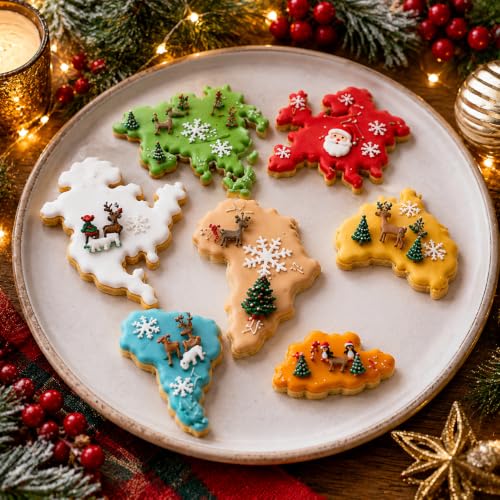 World Map Cookie Cutters Set - 7pcs Continent Shape Fondant and Biscuit Moulds