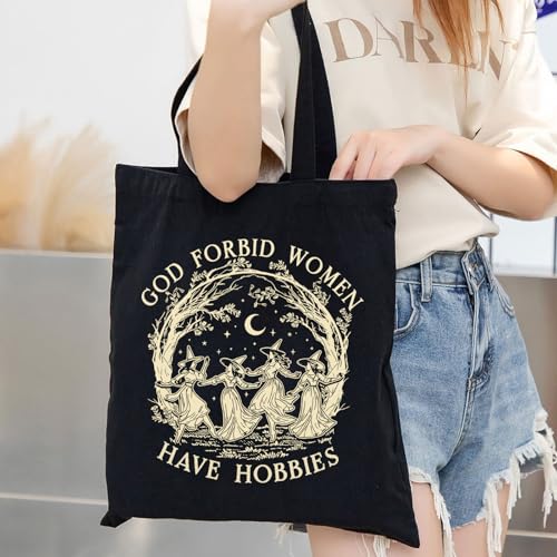 Cute Witchy Canvas Tote Bag for Women - Funny Spooky Gift