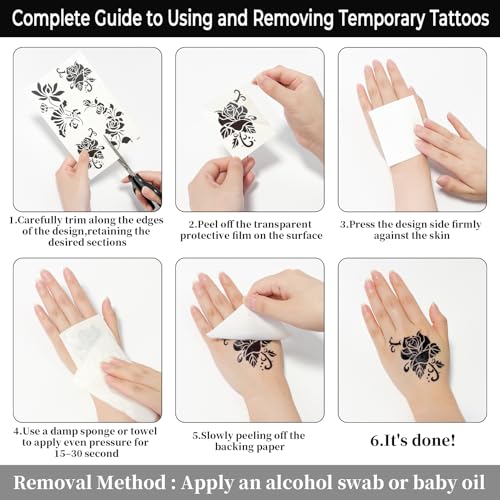 CUTELIILI Black Military Full Arm Temporary Tattoos 8 Sheets