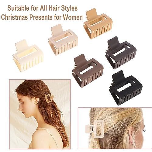 HXOGD Large and Small Square Hair Claw Clips Set, 12 Pack Neutral Matte Plastic