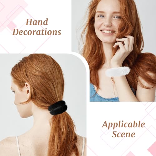 Mirlern 4-Piece Faux Fur Pom Pom Hair Ties - Fluffy Winter Scrunchies